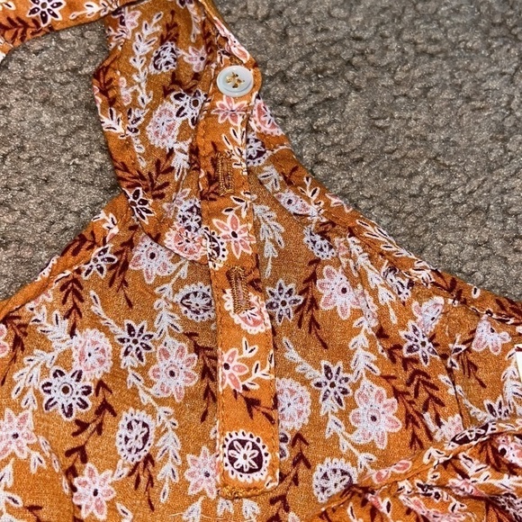 Xirena Rumer Scoop Neck Flutter Sleeve Tiered Midi Dress Laurel Floral Orange L - Picture 9 of 12